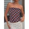 imagePRETTYGARDEN Strapless Tube Tops for Women 2026 Summer Sleeveless Backless Polka Dot Going Out Top Bandeau Cute Y2k ShirtDot Brown Blue