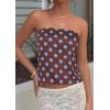 imagePRETTYGARDEN Strapless Tube Tops for Women 2026 Summer Sleeveless Backless Polka Dot Going Out Top Bandeau Cute Y2k ShirtDot Brown Blue