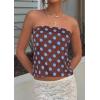 imagePRETTYGARDEN Strapless Tube Tops for Women 2026 Summer Sleeveless Backless Polka Dot Going Out Top Bandeau Cute Y2k ShirtDot Brown Blue