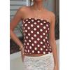 imagePRETTYGARDEN Strapless Tube Tops for Women 2026 Summer Sleeveless Backless Polka Dot Going Out Top Bandeau Cute Y2k ShirtDot Brown White