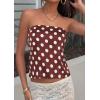 imagePRETTYGARDEN Strapless Tube Tops for Women 2026 Summer Sleeveless Backless Polka Dot Going Out Top Bandeau Cute Y2k ShirtDot Brown White