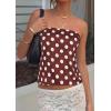 imagePRETTYGARDEN Strapless Tube Tops for Women 2026 Summer Sleeveless Backless Polka Dot Going Out Top Bandeau Cute Y2k ShirtDot Brown White