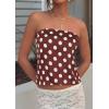 imagePRETTYGARDEN Strapless Tube Tops for Women 2026 Summer Sleeveless Backless Polka Dot Going Out Top Bandeau Cute Y2k ShirtDot Brown White