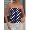 imagePRETTYGARDEN Strapless Tube Tops for Women 2026 Summer Sleeveless Backless Polka Dot Going Out Top Bandeau Cute Y2k ShirtDot Dark Blue White