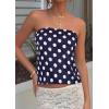 imagePRETTYGARDEN Strapless Tube Tops for Women 2026 Summer Sleeveless Backless Polka Dot Going Out Top Bandeau Cute Y2k ShirtDot Dark Blue White