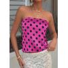 imagePRETTYGARDEN Strapless Tube Tops for Women 2026 Summer Sleeveless Backless Polka Dot Going Out Top Bandeau Cute Y2k ShirtDot Rose Red Black