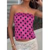 imagePRETTYGARDEN Strapless Tube Tops for Women 2026 Summer Sleeveless Backless Polka Dot Going Out Top Bandeau Cute Y2k ShirtDot Rose Red Black