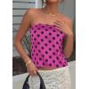 imagePRETTYGARDEN Strapless Tube Tops for Women 2026 Summer Sleeveless Backless Polka Dot Going Out Top Bandeau Cute Y2k ShirtDot Rose Red Black