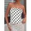 imagePRETTYGARDEN Strapless Tube Tops for Women 2026 Summer Sleeveless Backless Polka Dot Going Out Top Bandeau Cute Y2k ShirtDot White Black