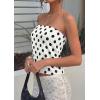 imagePRETTYGARDEN Strapless Tube Tops for Women 2026 Summer Sleeveless Backless Polka Dot Going Out Top Bandeau Cute Y2k ShirtDot White Black