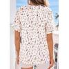 imagePRETTYGARDEN Summer Short Sleeve V Neck Shirts for Women 2026 Trendy Floral Print Loose Ruffle Tops Business Casual BlousesFloral White