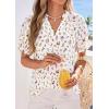 imagePRETTYGARDEN Summer Short Sleeve V Neck Shirts for Women 2026 Trendy Floral Print Loose Ruffle Tops Business Casual BlousesFloral White