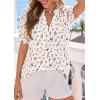 imagePRETTYGARDEN Summer Short Sleeve V Neck Shirts for Women 2026 Trendy Floral Print Loose Ruffle Tops Business Casual BlousesFloral White