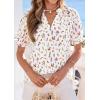 imagePRETTYGARDEN Summer Short Sleeve V Neck Shirts for Women 2026 Trendy Floral Print Loose Ruffle Tops Business Casual BlousesFloral White