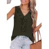 imagePRETTYGARDEN Tank Tops for Women 2026 Summer Fashion Sleeveless Ruffle Button Swiss Dot Dressy Casual Blouses Work ShirtsArmy Green