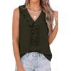 imagePRETTYGARDEN Tank Tops for Women 2026 Summer Fashion Sleeveless Ruffle Button Swiss Dot Dressy Casual Blouses Work ShirtsArmy Green