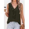 imagePRETTYGARDEN Tank Tops for Women 2026 Summer Fashion Sleeveless Ruffle Button Swiss Dot Dressy Casual Blouses Work ShirtsArmy Green