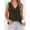 imagePRETTYGARDEN Tank Tops for Women 2026 Summer Fashion Sleeveless Ruffle Button Swiss Dot Dressy Casual Blouses Work ShirtsArmy Green