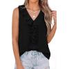 imagePRETTYGARDEN Tank Tops for Women 2026 Summer Fashion Sleeveless Ruffle Button Swiss Dot Dressy Casual Blouses Work ShirtsBlack