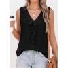 imagePRETTYGARDEN Tank Tops for Women 2026 Summer Fashion Sleeveless Ruffle Button Swiss Dot Dressy Casual Blouses Work ShirtsBlack
