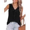 imagePRETTYGARDEN Tank Tops for Women 2026 Summer Fashion Sleeveless Ruffle Button Swiss Dot Dressy Casual Blouses Work ShirtsBlack