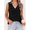 imagePRETTYGARDEN Tank Tops for Women 2026 Summer Fashion Sleeveless Ruffle Button Swiss Dot Dressy Casual Blouses Work ShirtsBlack