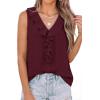 imagePRETTYGARDEN Tank Tops for Women 2026 Summer Fashion Sleeveless Ruffle Button Swiss Dot Dressy Casual Blouses Work ShirtsBurgundy