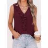 imagePRETTYGARDEN Tank Tops for Women 2026 Summer Fashion Sleeveless Ruffle Button Swiss Dot Dressy Casual Blouses Work ShirtsBurgundy