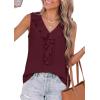 imagePRETTYGARDEN Tank Tops for Women 2026 Summer Fashion Sleeveless Ruffle Button Swiss Dot Dressy Casual Blouses Work ShirtsBurgundy