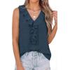 imagePRETTYGARDEN Tank Tops for Women 2026 Summer Fashion Sleeveless Ruffle Button Swiss Dot Dressy Casual Blouses Work ShirtsDark Blue