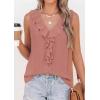 imagePRETTYGARDEN Tank Tops for Women 2026 Summer Fashion Sleeveless Ruffle Button Swiss Dot Dressy Casual Blouses Work ShirtsDusty Pink