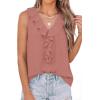 imagePRETTYGARDEN Tank Tops for Women 2026 Summer Fashion Sleeveless Ruffle Button Swiss Dot Dressy Casual Blouses Work ShirtsDusty Pink