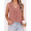 imagePRETTYGARDEN Tank Tops for Women 2026 Summer Fashion Sleeveless Ruffle Button Swiss Dot Dressy Casual Blouses Work ShirtsDusty Pink