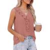 imagePRETTYGARDEN Tank Tops for Women 2026 Summer Fashion Sleeveless Ruffle Button Swiss Dot Dressy Casual Blouses Work ShirtsDusty Pink