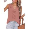 imagePRETTYGARDEN Tank Tops for Women 2026 Summer Fashion Sleeveless Ruffle Button Swiss Dot Dressy Casual Blouses Work ShirtsDusty Pink