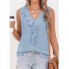 imagePRETTYGARDEN Tank Tops for Women 2026 Summer Fashion Sleeveless Ruffle Button Swiss Dot Dressy Casual Blouses Work ShirtsLight Blue