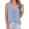 imagePRETTYGARDEN Tank Tops for Women 2026 Summer Fashion Sleeveless Ruffle Button Swiss Dot Dressy Casual Blouses Work ShirtsLight Blue
