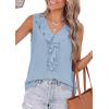 imagePRETTYGARDEN Tank Tops for Women 2026 Summer Fashion Sleeveless Ruffle Button Swiss Dot Dressy Casual Blouses Work ShirtsLight Blue