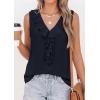 imagePRETTYGARDEN Tank Tops for Women 2026 Summer Fashion Sleeveless Ruffle Button Swiss Dot Dressy Casual Blouses Work ShirtsNavy Blue