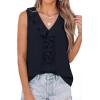 imagePRETTYGARDEN Tank Tops for Women 2026 Summer Fashion Sleeveless Ruffle Button Swiss Dot Dressy Casual Blouses Work ShirtsNavy Blue