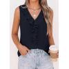 imagePRETTYGARDEN Tank Tops for Women 2026 Summer Fashion Sleeveless Ruffle Button Swiss Dot Dressy Casual Blouses Work ShirtsNavy Blue