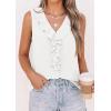 imagePRETTYGARDEN Tank Tops for Women 2026 Summer Fashion Sleeveless Ruffle Button Swiss Dot Dressy Casual Blouses Work ShirtsOffwhite