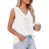 imagePRETTYGARDEN Tank Tops for Women 2026 Summer Fashion Sleeveless Ruffle Button Swiss Dot Dressy Casual Blouses Work ShirtsOffwhite