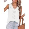 imagePRETTYGARDEN Tank Tops for Women 2026 Summer Fashion Sleeveless Ruffle Button Swiss Dot Dressy Casual Blouses Work ShirtsOffwhite