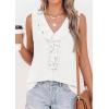 imagePRETTYGARDEN Tank Tops for Women 2026 Summer Fashion Sleeveless Ruffle Button Swiss Dot Dressy Casual Blouses Work ShirtsOffwhite