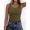 imagePRETTYGARDEN Tank Tops for Women 2026 Summer Sleeveless Scoop Neck Ribbed Tops Cute Spring Casual Fitted Basic Cami ShirtsArmy Green