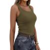 imagePRETTYGARDEN Tank Tops for Women 2026 Summer Sleeveless Scoop Neck Ribbed Tops Cute Spring Casual Fitted Basic Cami ShirtsArmy Green