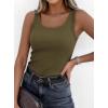 imagePRETTYGARDEN Tank Tops for Women 2026 Summer Sleeveless Scoop Neck Ribbed Tops Cute Spring Casual Fitted Basic Cami ShirtsArmy Green