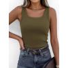 imagePRETTYGARDEN Tank Tops for Women 2026 Summer Sleeveless Scoop Neck Ribbed Tops Cute Spring Casual Fitted Basic Cami ShirtsArmy Green