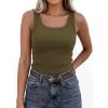 imagePRETTYGARDEN Tank Tops for Women 2026 Summer Sleeveless Scoop Neck Ribbed Tops Cute Spring Casual Fitted Basic Cami ShirtsArmy Green